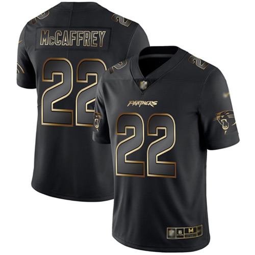 Carolina Panthers Limited Black Gold Men Christian McCaffrey Jersey NFL Football 22 Vapor Untouchable